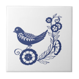 Classic Dutch Blue Delft Tile Bird Design Tegeltje