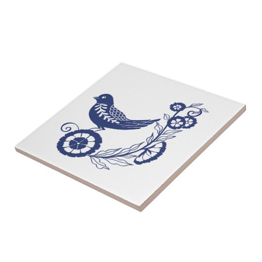 Classic Dutch Blue Delft Tile Bird Design Tegeltje (Zijkant)