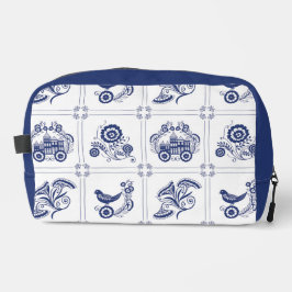 Classic Dutch Blue Delft Tile Floral & Bird Design Toilettasje
