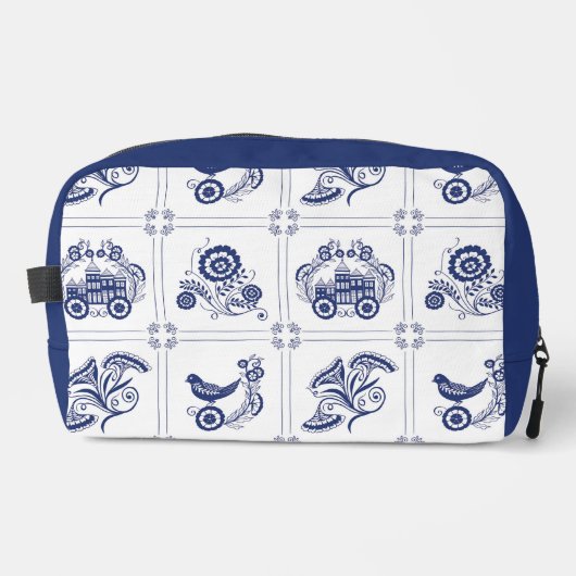 Classic Dutch Blue Delft Tile Floral & Bird Design Toilettasje (Voorkant)