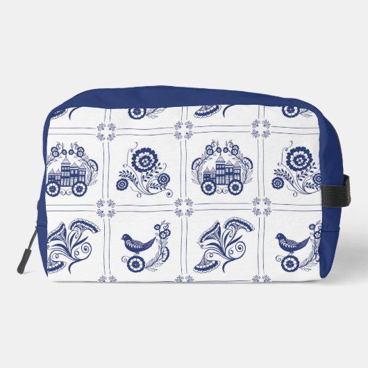 Classic Dutch Blue Delft Tile Floral & Bird Design Toilettasje (Achterkant)