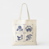 Classic Dutch Blue Delft Tile Floral & Bird Design Tote Bag (Achterkant)