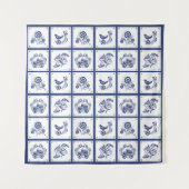 Classic Dutch Blue Delft Tile Floral & Bird Wandkleed (Voorkant)