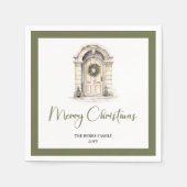 Classic Earth Tone Christmas Door Custom Name Servet (Voorkant)