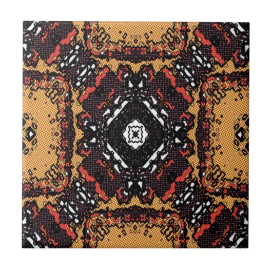 Classic Earth Tone Golden Browns Old World Pattern Tegeltje (Voorkant)