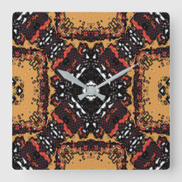 Classic Earth Tone Golden Browns Old World Pattern Vierkante Klok