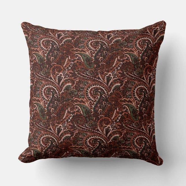 Classic Earth Tones Paisley Sierkussen (Voorkant)