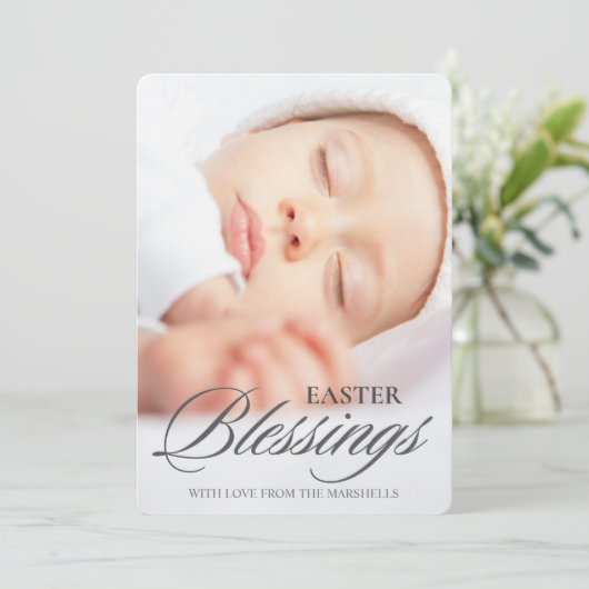 Classic Easter Blessenscript Foto Feestdagenkaart (Staand voorkant)