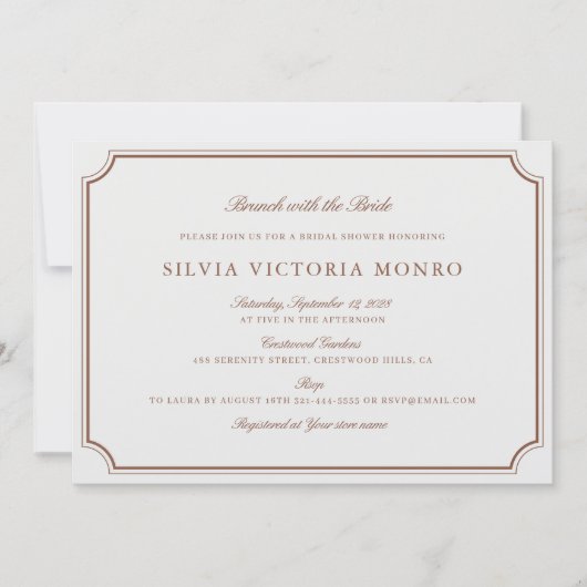 Classic Ecru Brunch met het bruid Vrijgezellenfees Kaart (Voorkant)