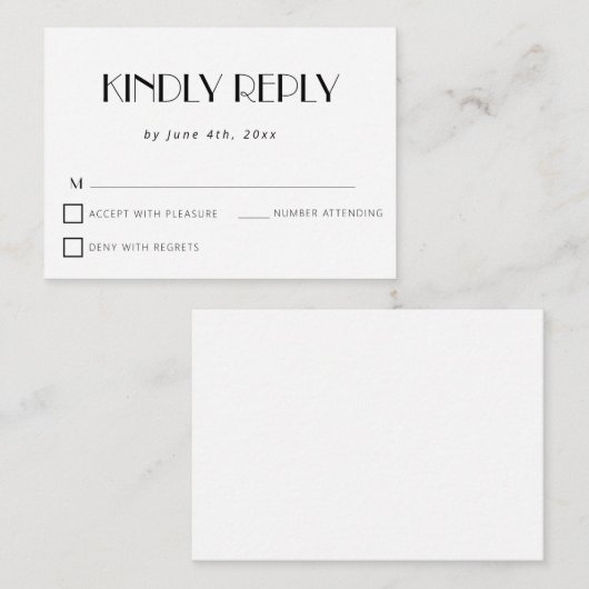 Classic Eenvoudig Budget Bruiloft RSVP Kaart Notitiekaartje (Voorkant / Achterkant)