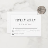 Classic Eenvoudig Budget Bruiloft RSVP Kaart Notitiekaartje (Voorkant / Achterkant in situ)