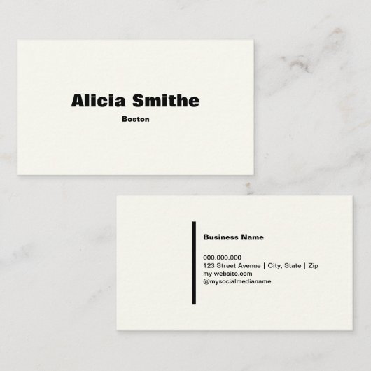 Classic Eenvoudig Elegant Ivoor Visitekaartje (Voorkant / Achterkant)