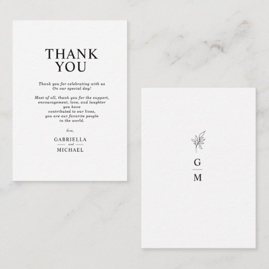 Classic Eenvoudig Minimalistisch Dank u Behuizing Informatiekaartje (Voorkant / Achterkant)