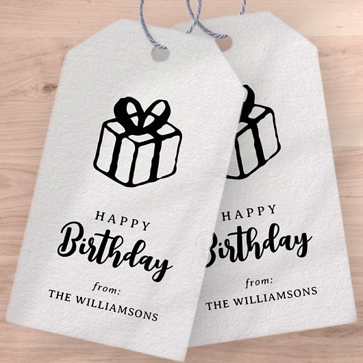 Classic Eenvoudige Typografie Gelukkige Verjaardag Cadeaulabel