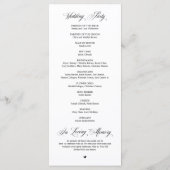 Classic Elegance Black Script, Wedding Ceremonie P Programmakaart (Achterkant)