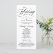 Classic Elegance Black Script, Wedding Ceremonie P Programmakaart (Staand voorkant)
