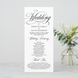 Classic Elegance Black Script, Wedding Ceremonie P Programmakaart