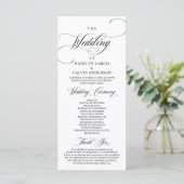 Classic Elegance Black Script, Wedding Ceremony P Programmakaart (Staand voorkant)