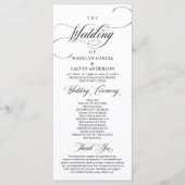 Classic Elegance Black Script, Wedding Ceremony P Programmakaart (Voorkant)