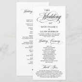 Classic Elegance Black Script, Wedding Ceremony Programmakaart (Voorkant / Achterkant)