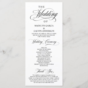 Classic Elegance Black Script, Wedding Ceremony Programmakaart