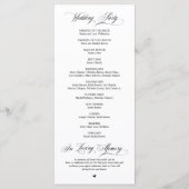 Classic Elegance Black Script, Wedding Ceremony Programmakaart (Achterkant)