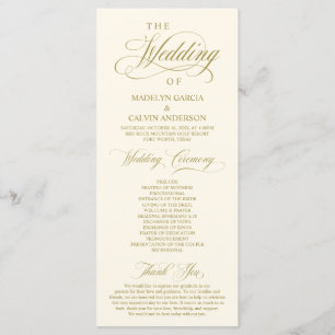 Classic Elegance Black Script, Wedding Ceremony Programmakaart