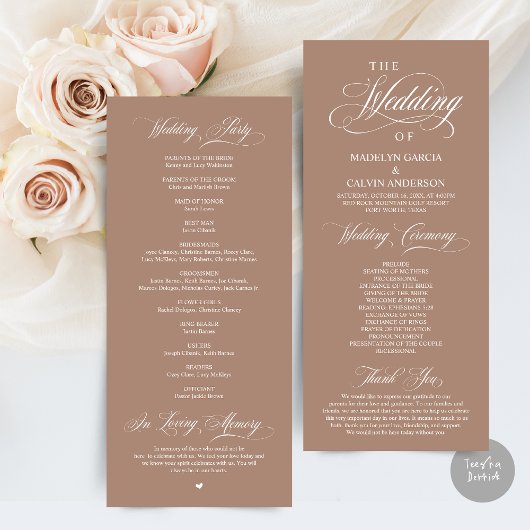 Classic Elegance Black Script, Wedding Ceremony Programmakaart