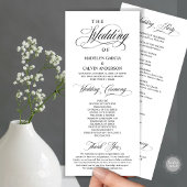 Classic Elegance Black Script, Wedding Ceremony Programmakaart