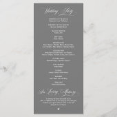 Classic Elegance Black Script, Wedding Ceremony Programmakaart (Achterkant)