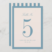 Classic Elegance Blauw Trouwtafel Nummer Kaart (Voorkant / Achterkant)