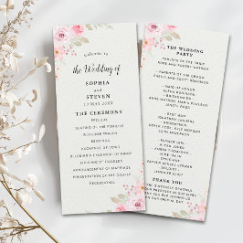 Classic Elegance: Blush Rose Wedding Programmakaart