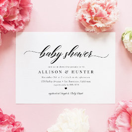 Classic Elegance Calligraphy Script Baby shower Kaart
