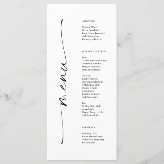 Classic Elegance Double Sided Wedding Menu (Voorkant)