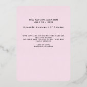 Classic Elegance Foto FOLIE geboortebekendmaking Folie Uitnodiging (Achterkant)