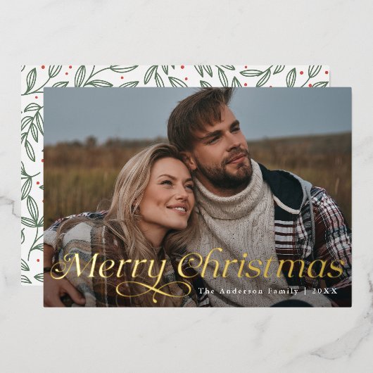 Classic Elegance Gold Vrolijk Kerstfeest Kaart (Voorkant / Achterkant)