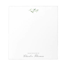 Classic Elegance Greenery Personalized Stationery Notitieblok