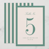 Classic Elegance Groene Trouwtafel Nummer Kaart (Voorkant / Achterkant)
