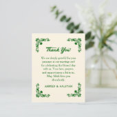 Classic Elegance Ivory & Emerald Floral Wedding Bedankkaart (Staand voorkant)