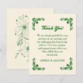 Classic Elegance Ivory & Emerald Floral Wedding Bedankkaart (Voorkant / Achterkant)