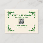Classic Elegance Ivory & Emerald Islamic QR RSVP Informatiekaartje (Voorkant)