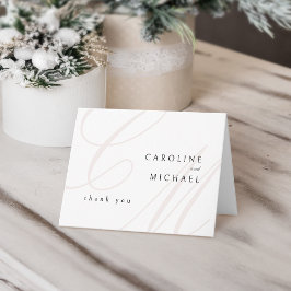 Classic Elegance kalligrafie monogram bruiloft Bedankkaart