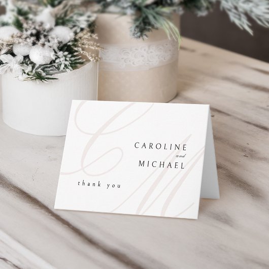 Classic Elegance kalligrafie monogram bruiloft Bedankkaart