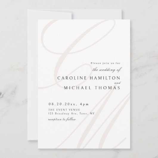 Classic Elegance kalligrafie monogram bruiloft Kaart (Voorkant)