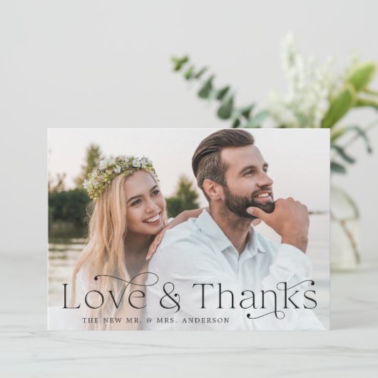 Classic Elegance Liefde en Bedankt Zwart Foto (Staand voorkant)