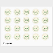 Classic Elegance Monogram Ivory & Emerald Floral Ronde Sticker (Vel)