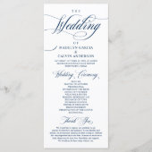 Classic Elegance Navy Blue, bruiloft ceremonie Programmakaart (Voorkant)