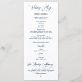 Classic Elegance Navy Blue Script Wedding Ceremony Programmakaart (Achterkant)