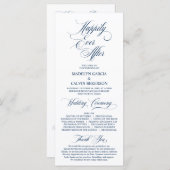 Classic Elegance Navy Blue Script Wedding Ceremony Programmakaart (Voorkant / Achterkant)