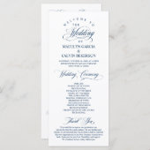 Classic Elegance Navy Blue Script Wedding Ceremony Programmakaart (Voorkant / Achterkant)